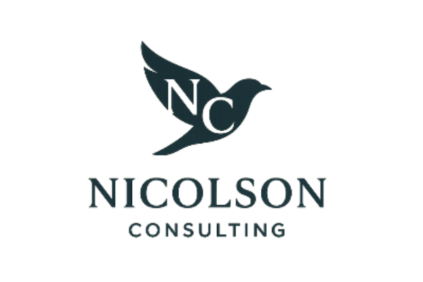 Nicolson Consulting logo with N C letters incorporated in bird design
